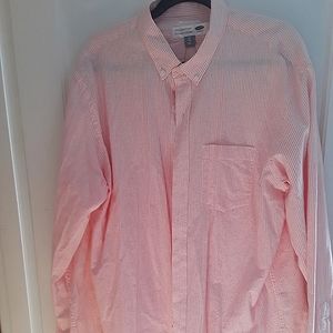 Mens Pink and White Oxford Button down XL